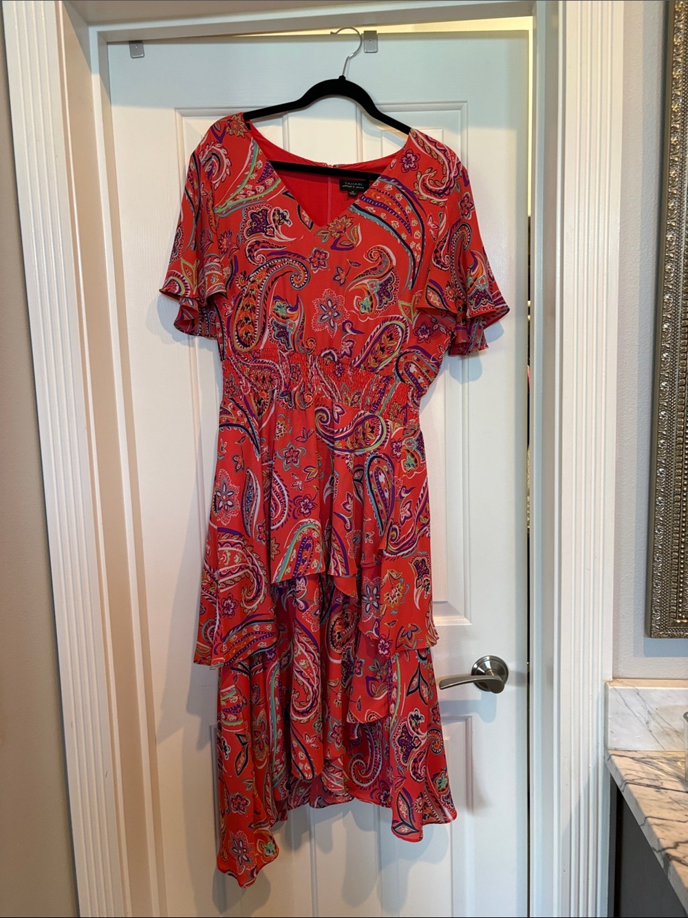 Tahari Coral Paisley High-Low Dress